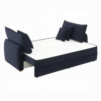 Bica Velvet Condo Size Sleeper Sofa w/Storage - Navy Blue - Couch Potato