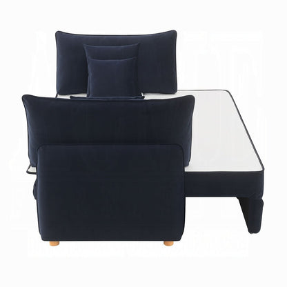 Bica Velvet Condo Size Sleeper Sofa w/Storage - Navy Blue - Couch Potato