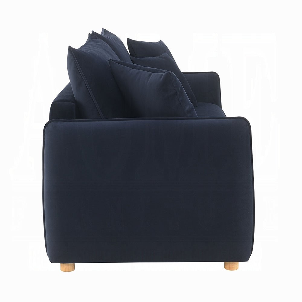 Bica Velvet Condo Size Sleeper Sofa w/Storage - Navy Blue - Couch Potato