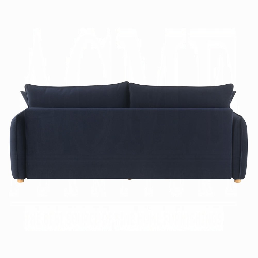 Bica Velvet Condo Size Sleeper Sofa w/Storage - Navy Blue - Couch Potato