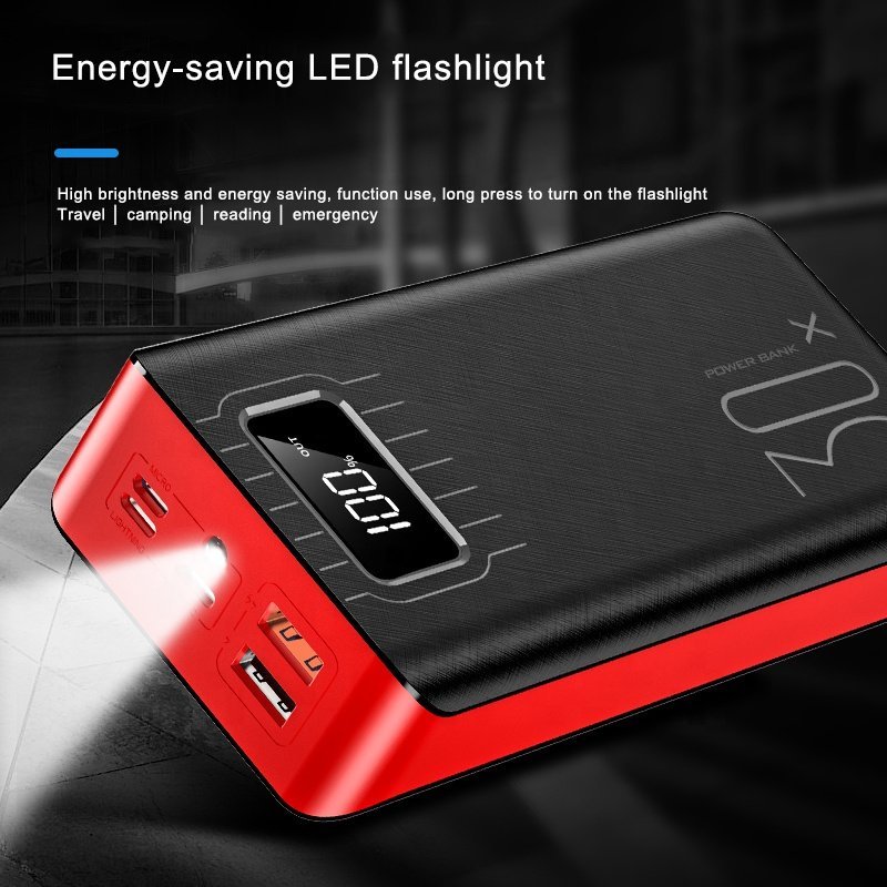 20000mAh External Battery Power Bank Dual USB With LED Flashlight - Couch Potato