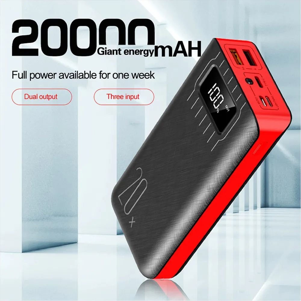 20000mAh External Battery Power Bank Dual USB With LED Flashlight - Couch Potato