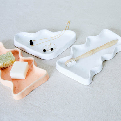 Ceramic Wave Trays - Speckled White - Rectangle - Couch Potato