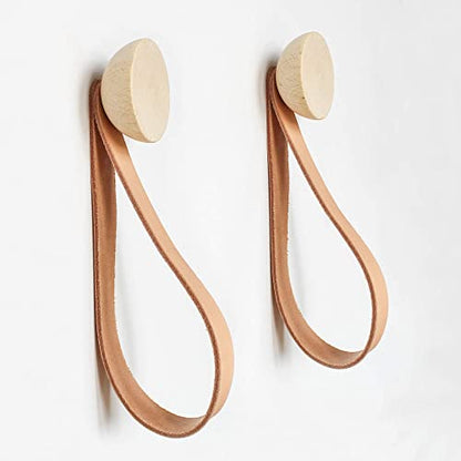 Beech Wood Hook + Leather Accessory Strap - Set of 2 - Couch Potato