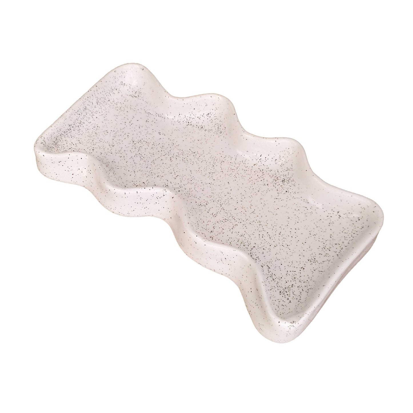 Ceramic Wave Trays - Speckled White - Rectangle - Couch Potato